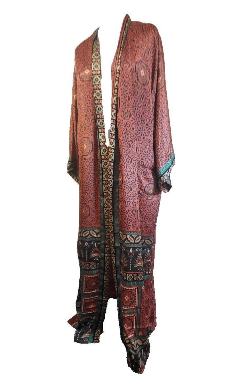 Gorgeous Silk Robe Made From Recycled Saris Kimono Style One Size
